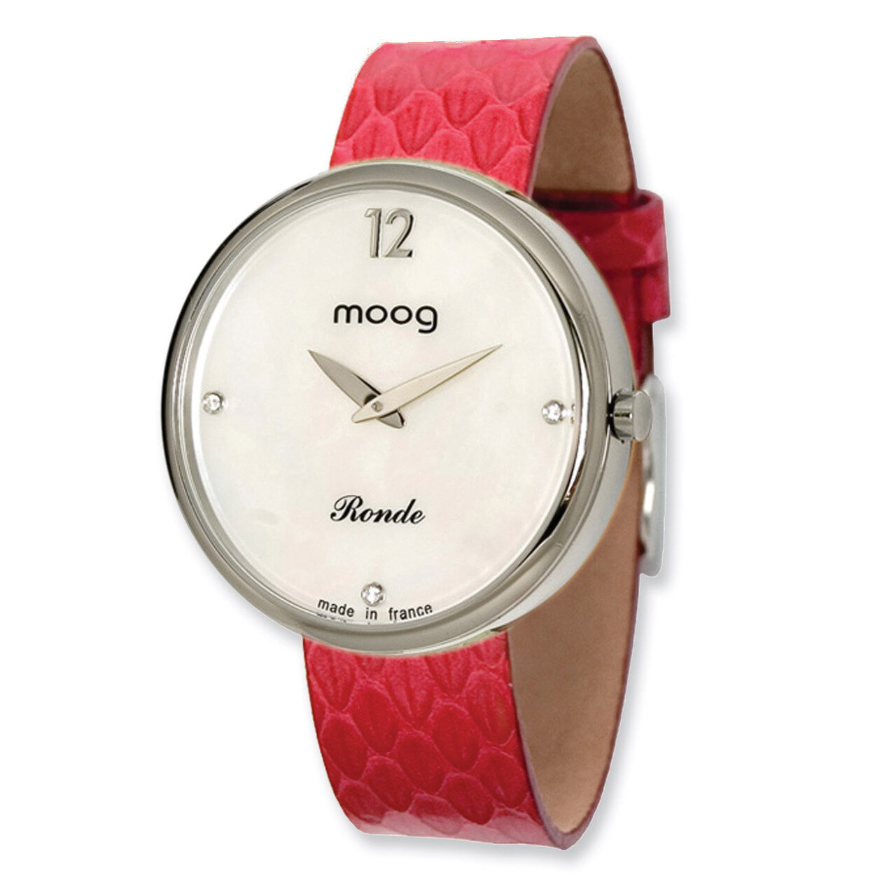 Moog Stainless Steel Round White Dial Watch with (SN-02) Red Band