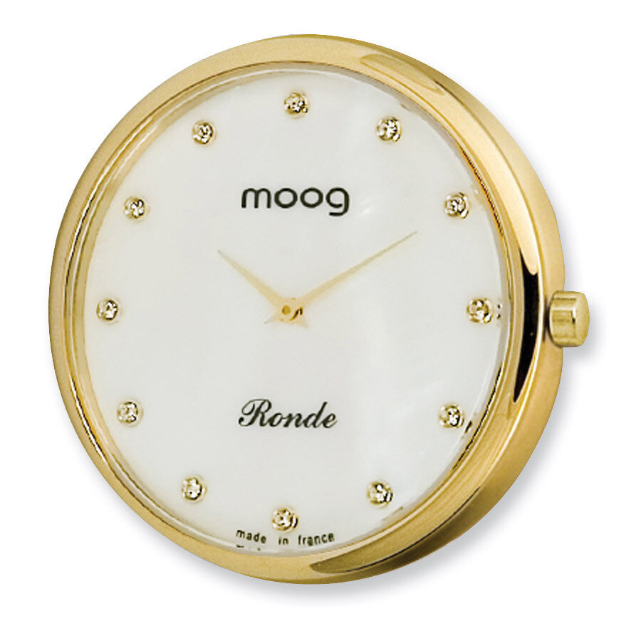 Moog Gold-tone Stainless Steel Mother of Pearl Dial All Crystal Markers Watch Only