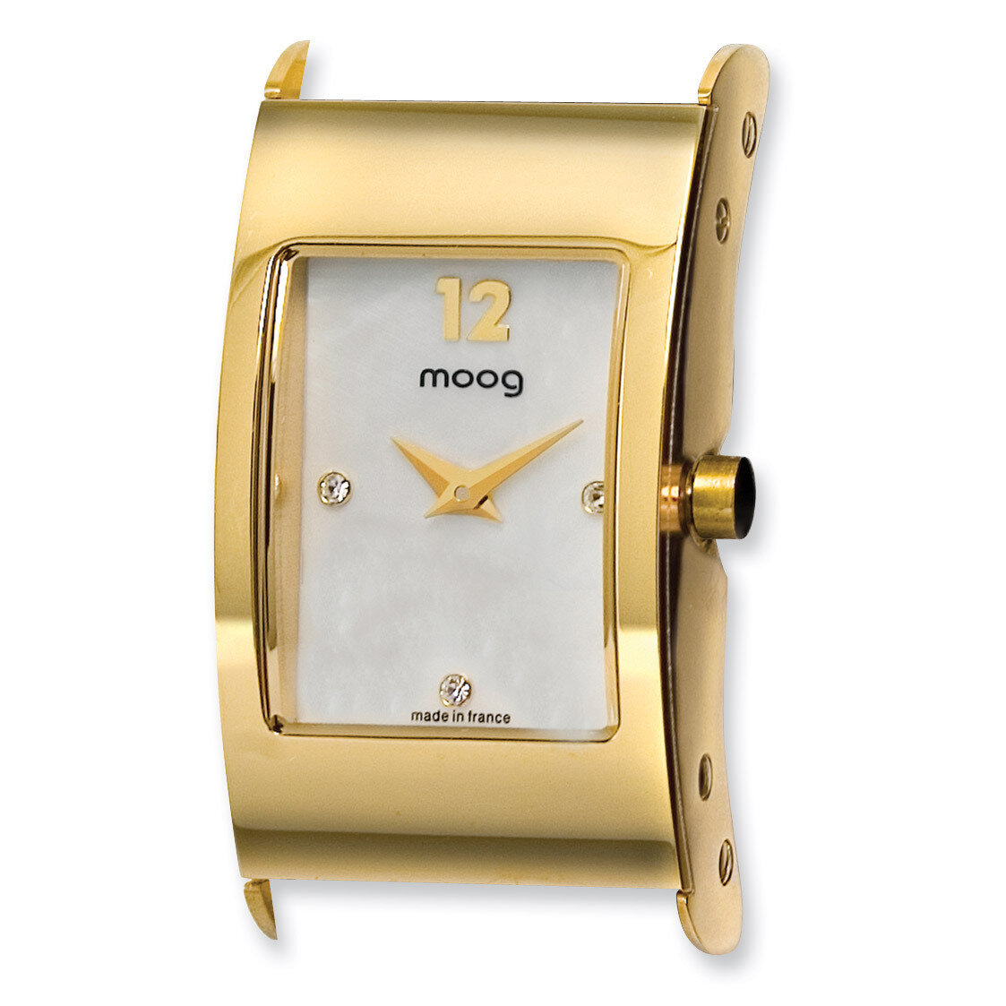 Moog Gold-tone Stainless Steel Mother of Pearl Dial 3 Crystal Markers Watch Only