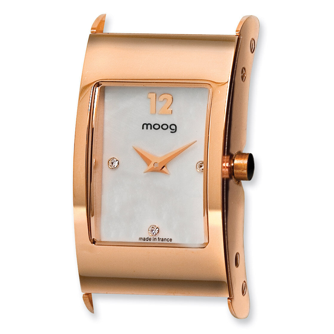 Moog Stainless Steel Mother of Pearl Dial 3 Crystal Markers Watch Only - Rose-plated