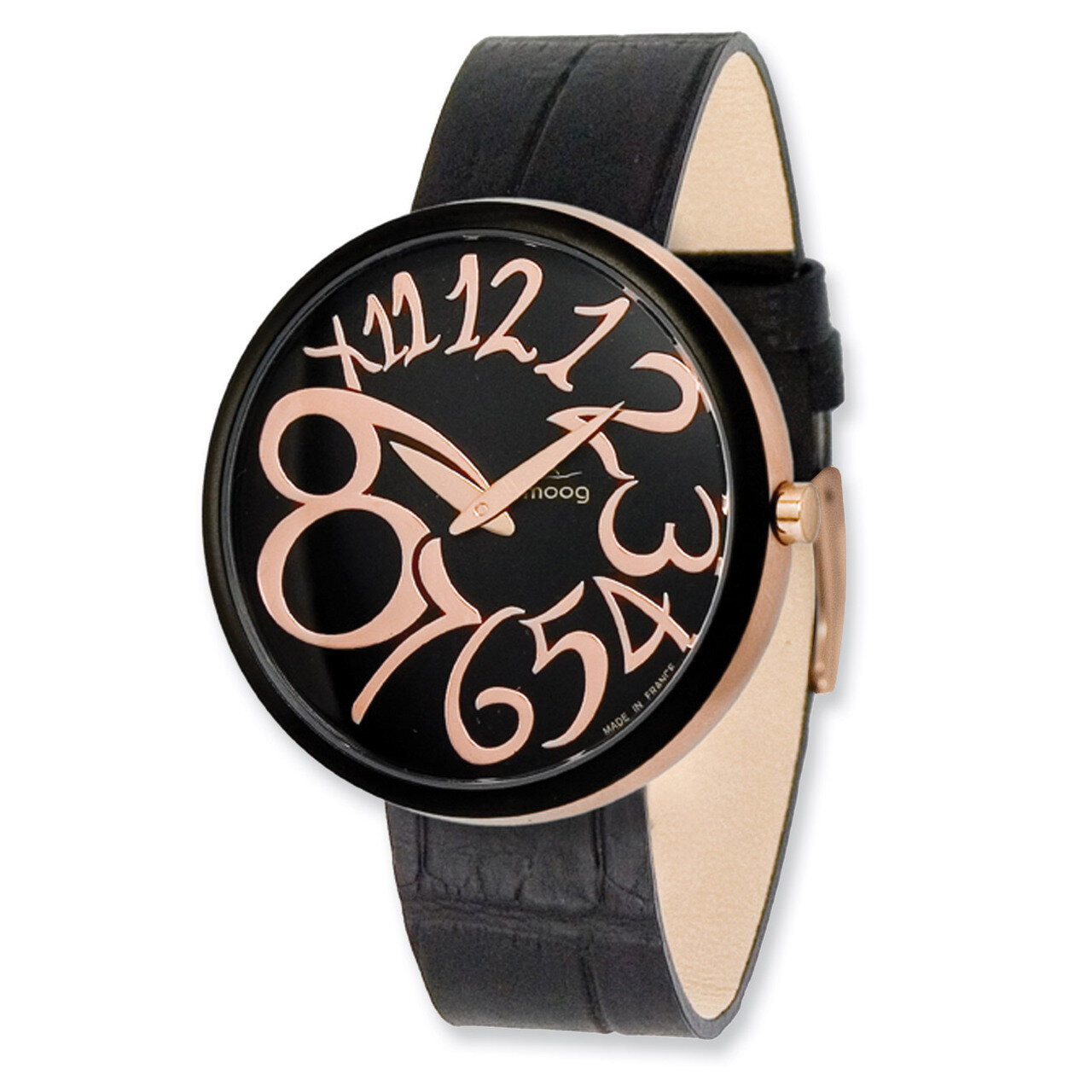 Moog Rose Black-plated Round Black Dial Watch with (MC-01RG) Black Band