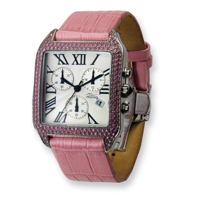 Moog Swarovski Case Pink Strap Chronograph Watch - Fashionista