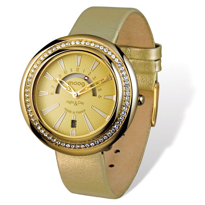 Moog Night & Day Gold-tone Gold Band with Crystal Bezel Watch