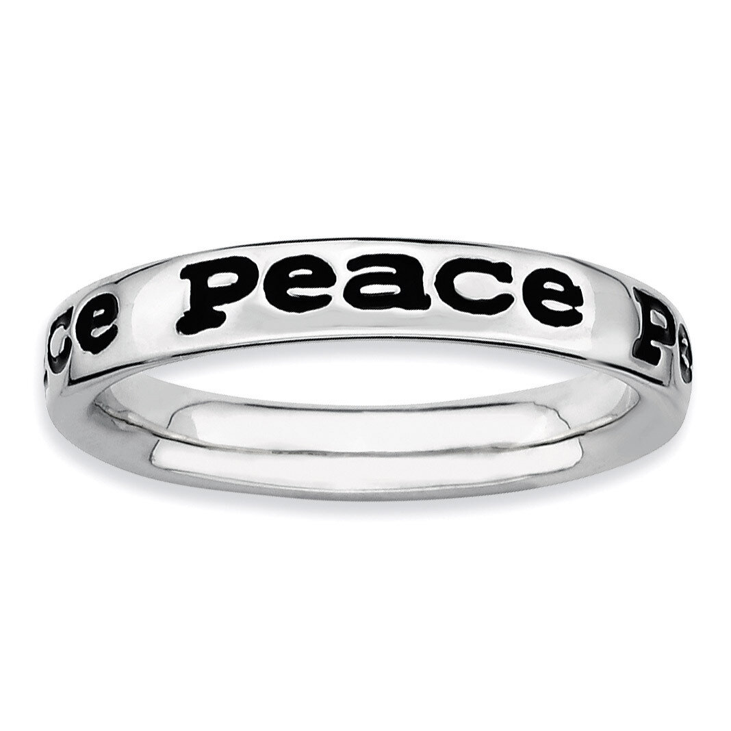 Enameled Peace Ring - Sterling Silver Polished QSK100