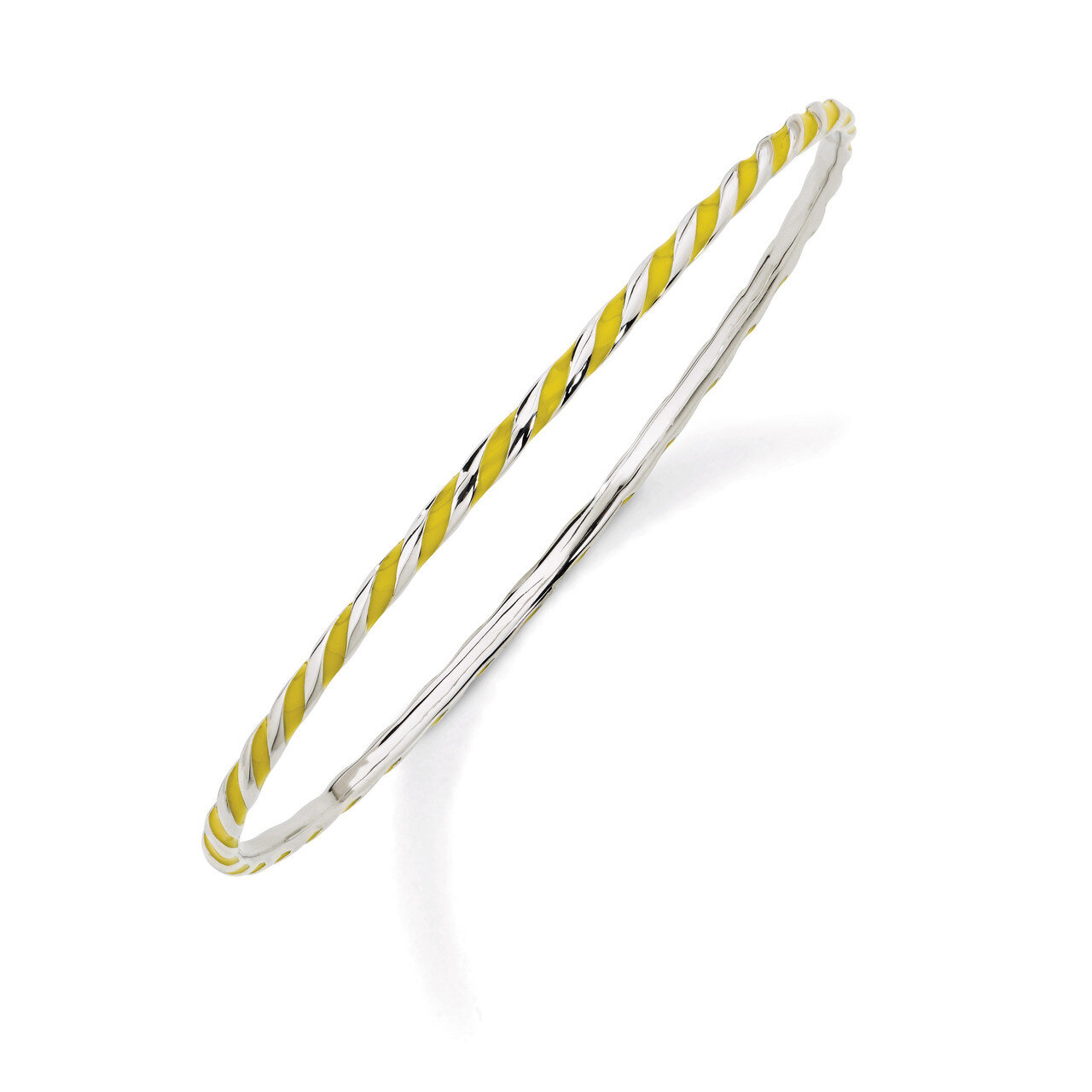 Twisted Yellow Enamel Bangle - Sterling Silver QSK1018