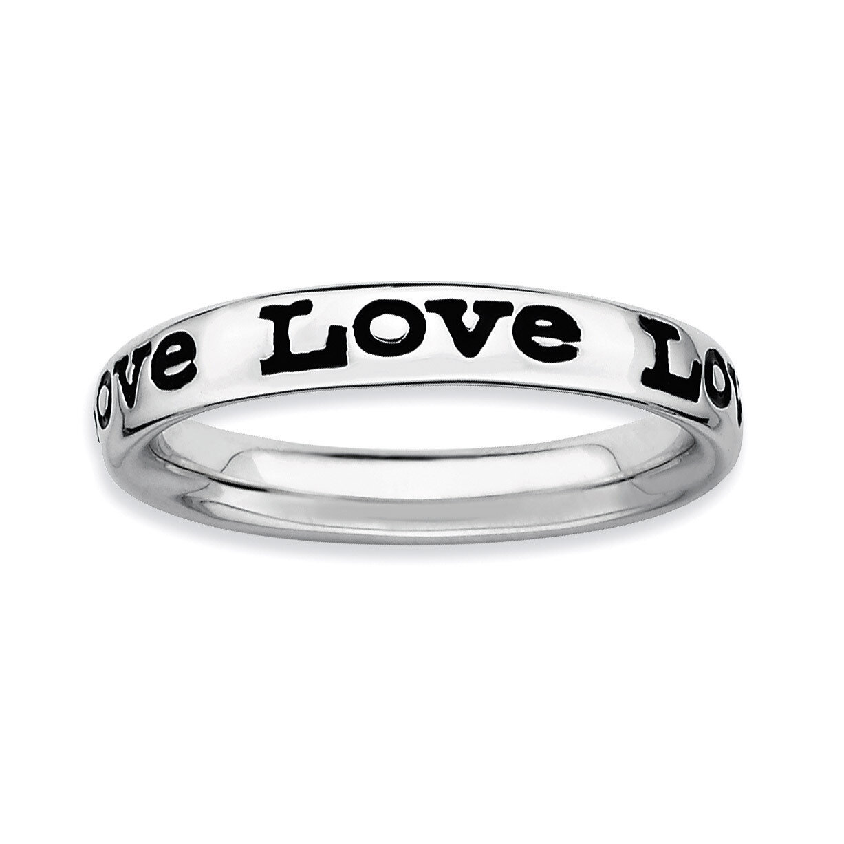 Enameled Love Ring - Sterling Silver Polished QSK102, MPN: QSK102, 886774209173