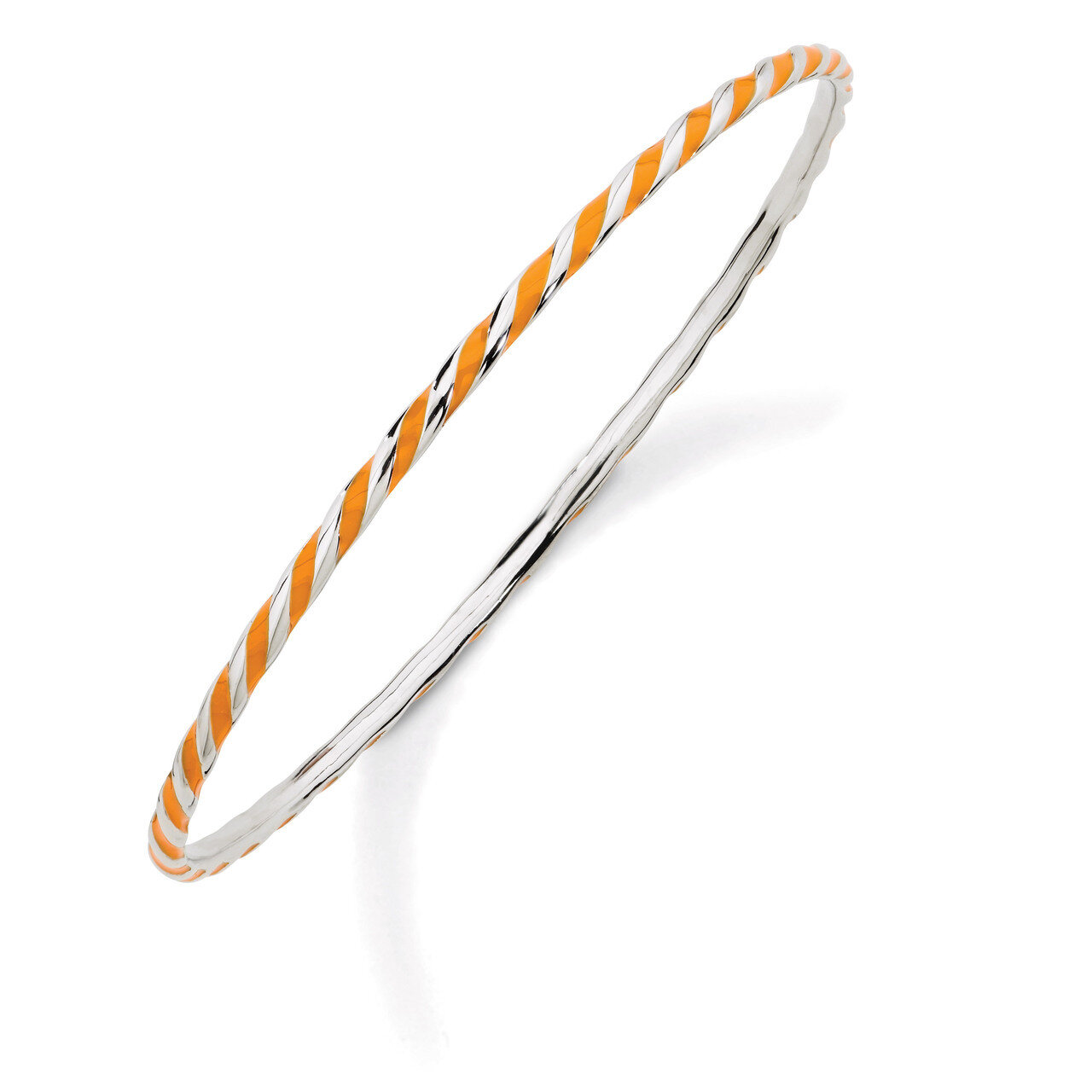 Twisted Orange Enamel Bangle - Sterling Silver QSK1022, MPN: QSK1022, 886774647593