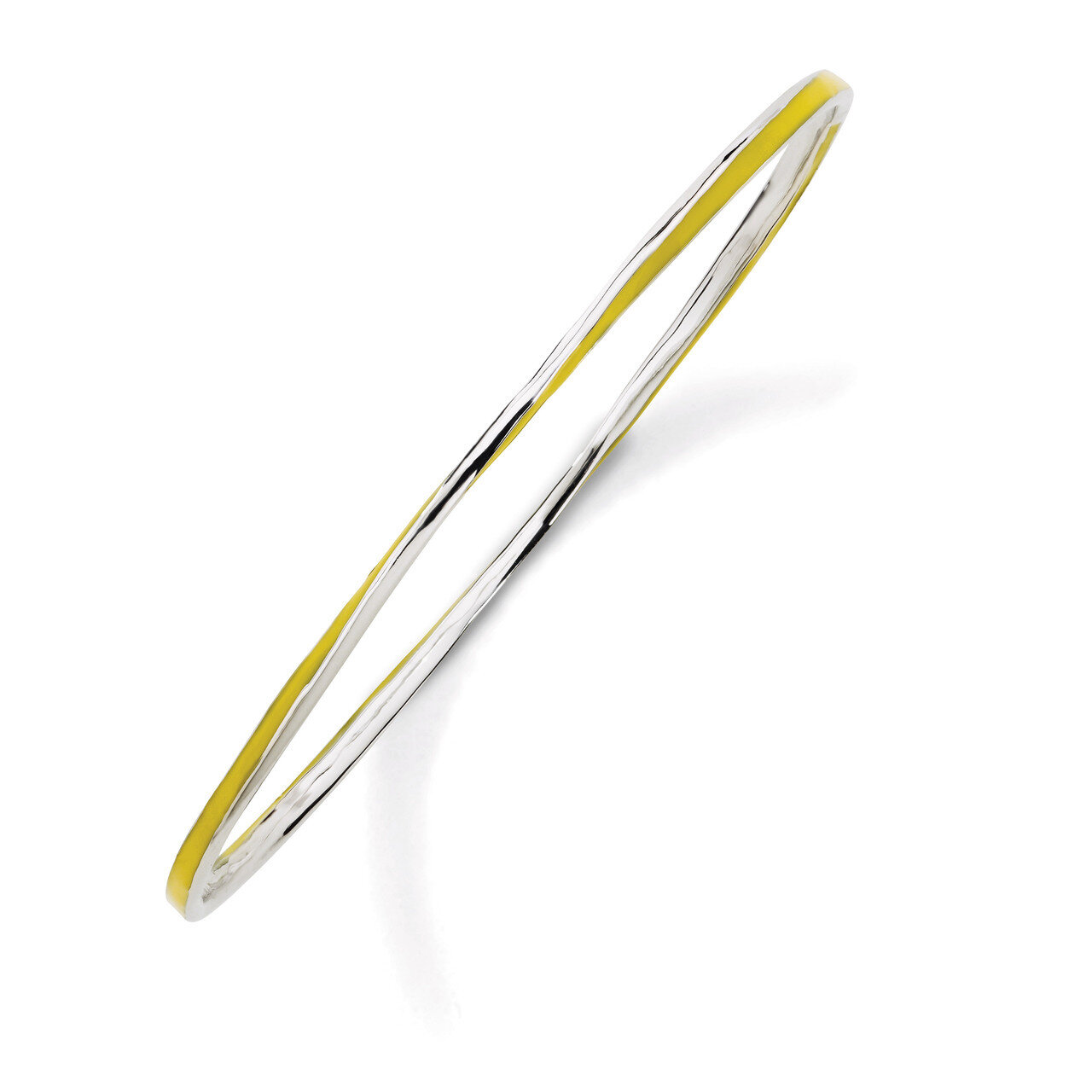 Twisted Yellow Enamel Bangle - Sterling Silver QSK1028