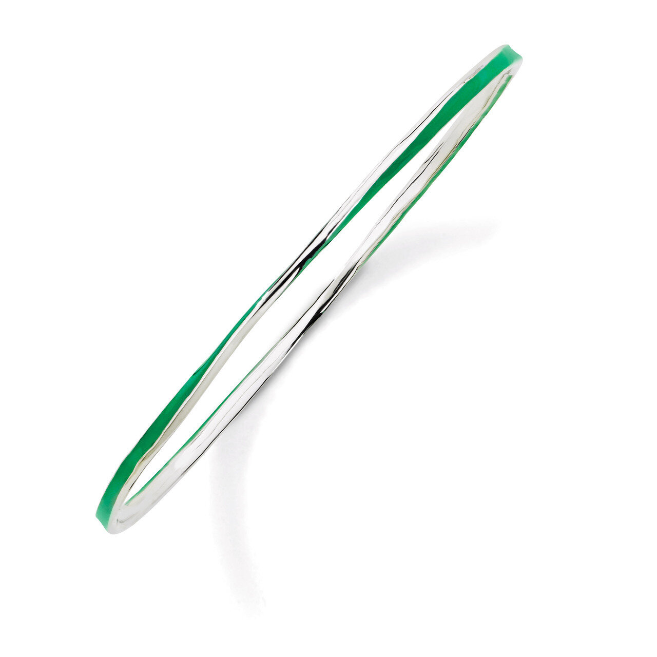 Twisted Green Enamel Bangle - Sterling Silver QSK1029