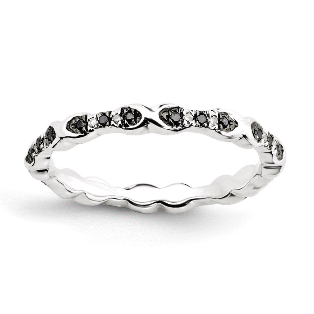 Black &amp; White Diamond Ring - Sterling Silver QSK1048