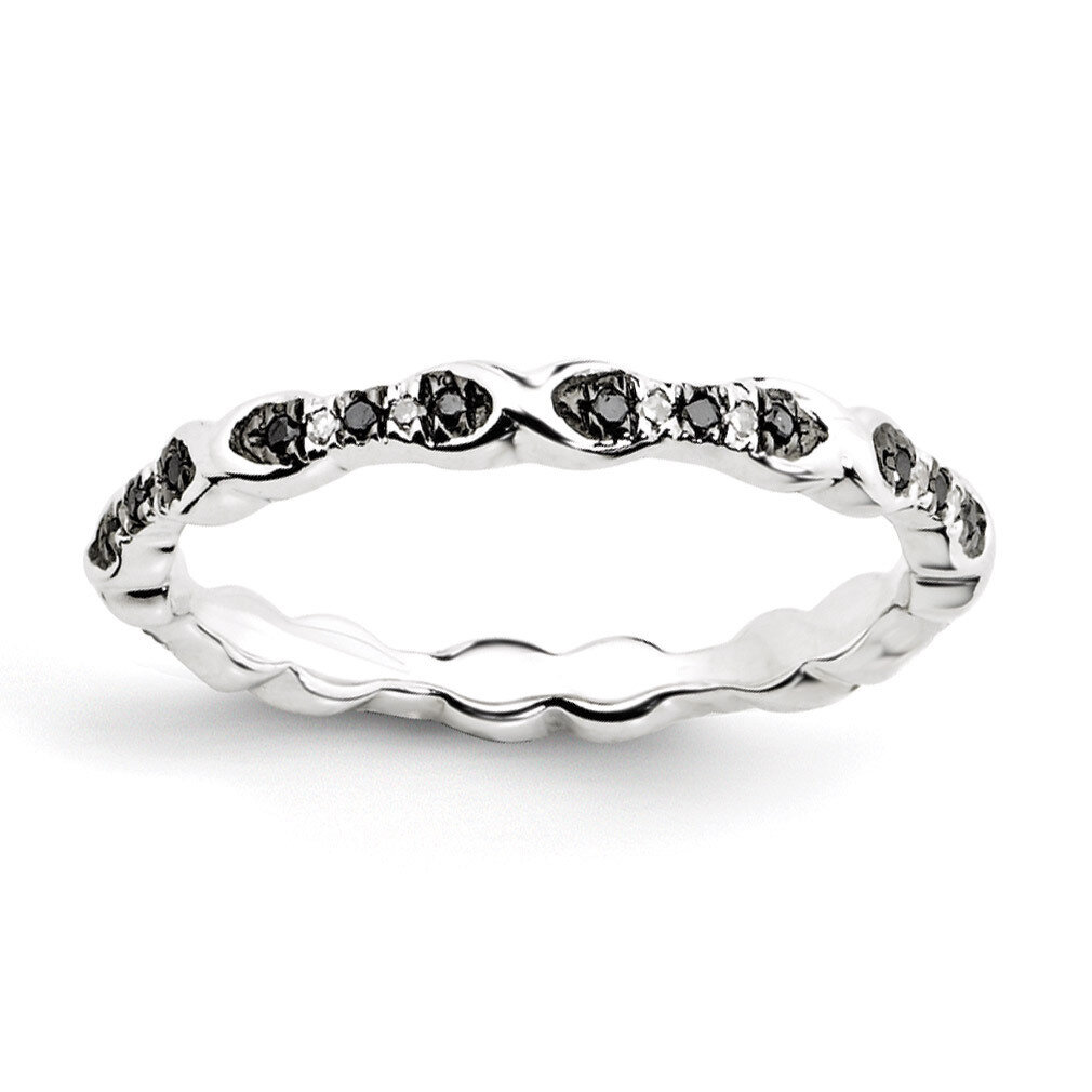 Black &amp; White Diamond Ring - Sterling Silver QSK1048, MPN: QSK1048, 886774202327