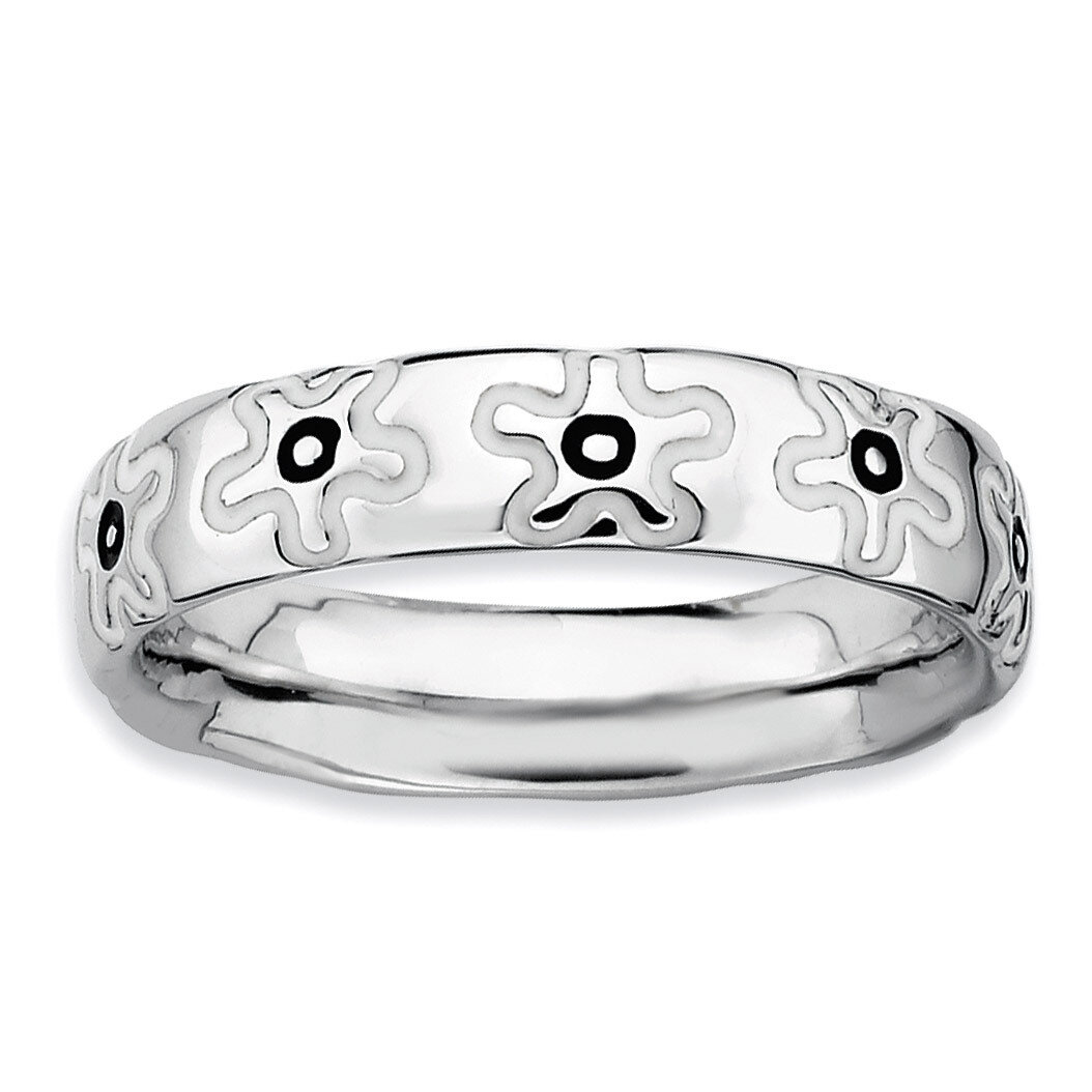 Enameled Flower Ring - Sterling Silver Polished QSK105, MPN: QSK105, 886774209340