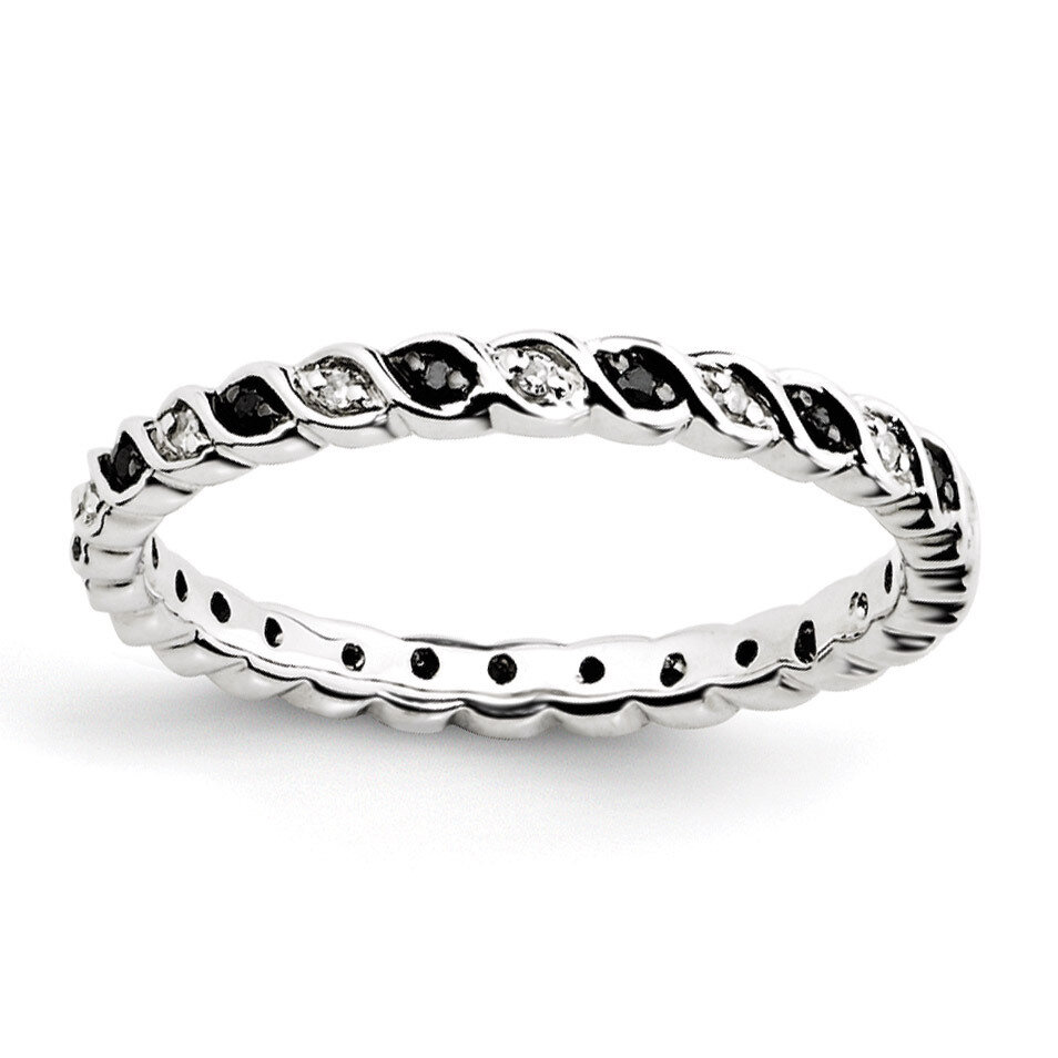 Black &amp; White Diamond Ring - Sterling Silver QSK1051, MPN: QSK1051, 886774202549
