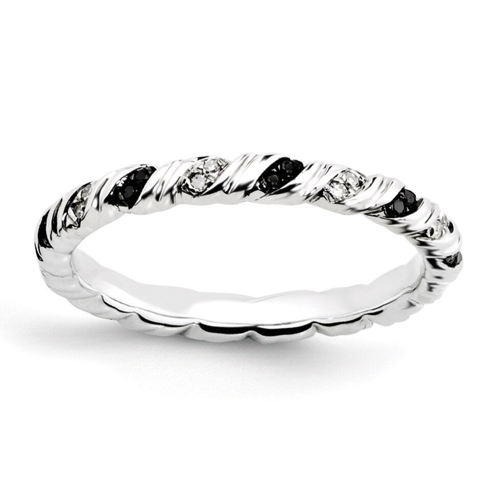 Black &amp; White Diamond Ring - Sterling Silver QSK1054, MPN: QSK1054, 886774202693