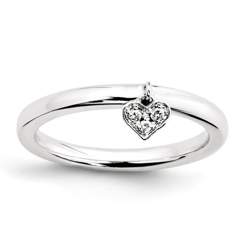 Dangle Heart Diamond Ring - Sterling Silver QSK1060