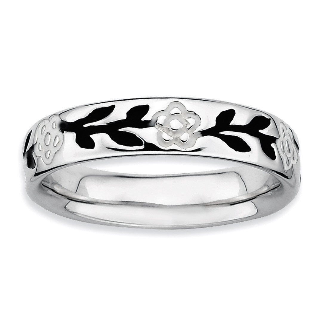 Enameled Flower Ring - Sterling Silver Polished QSK106, MPN: QSK106, 886774209388