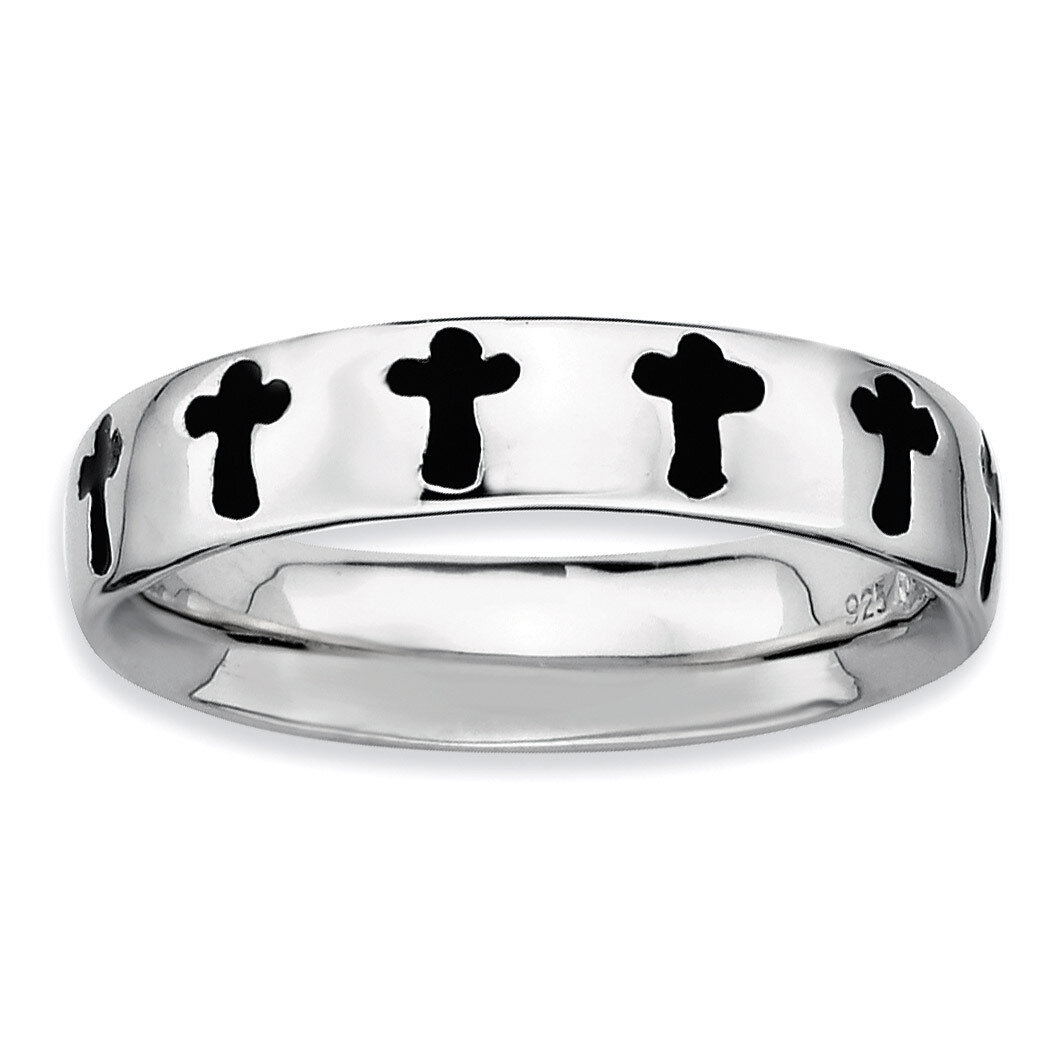 Enameled Cross Ring - Sterling Silver Polished QSK108, MPN: QSK108, 886774209500