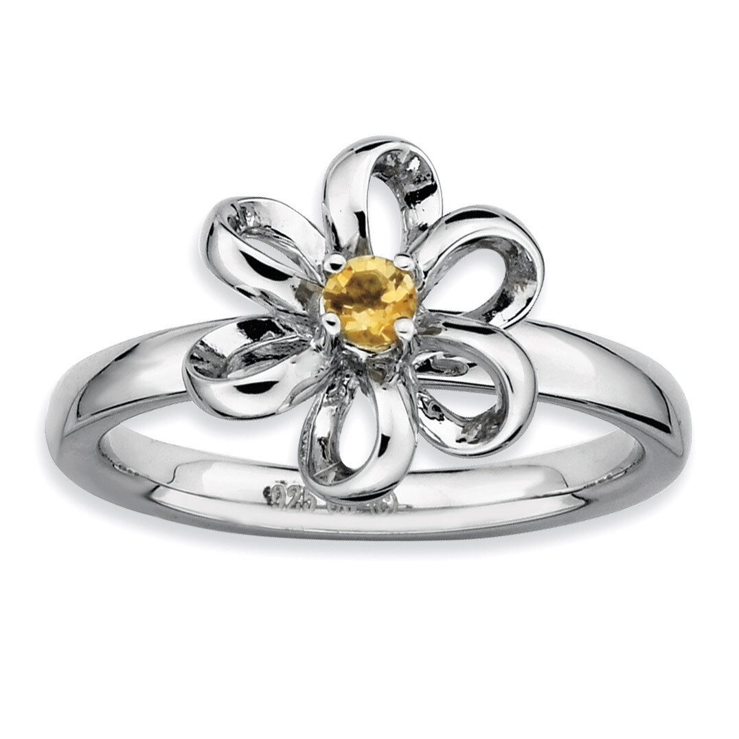 Citrine Flower Ring - Sterling Silver Polished QSK112, MPN: QSK112, 886774209715