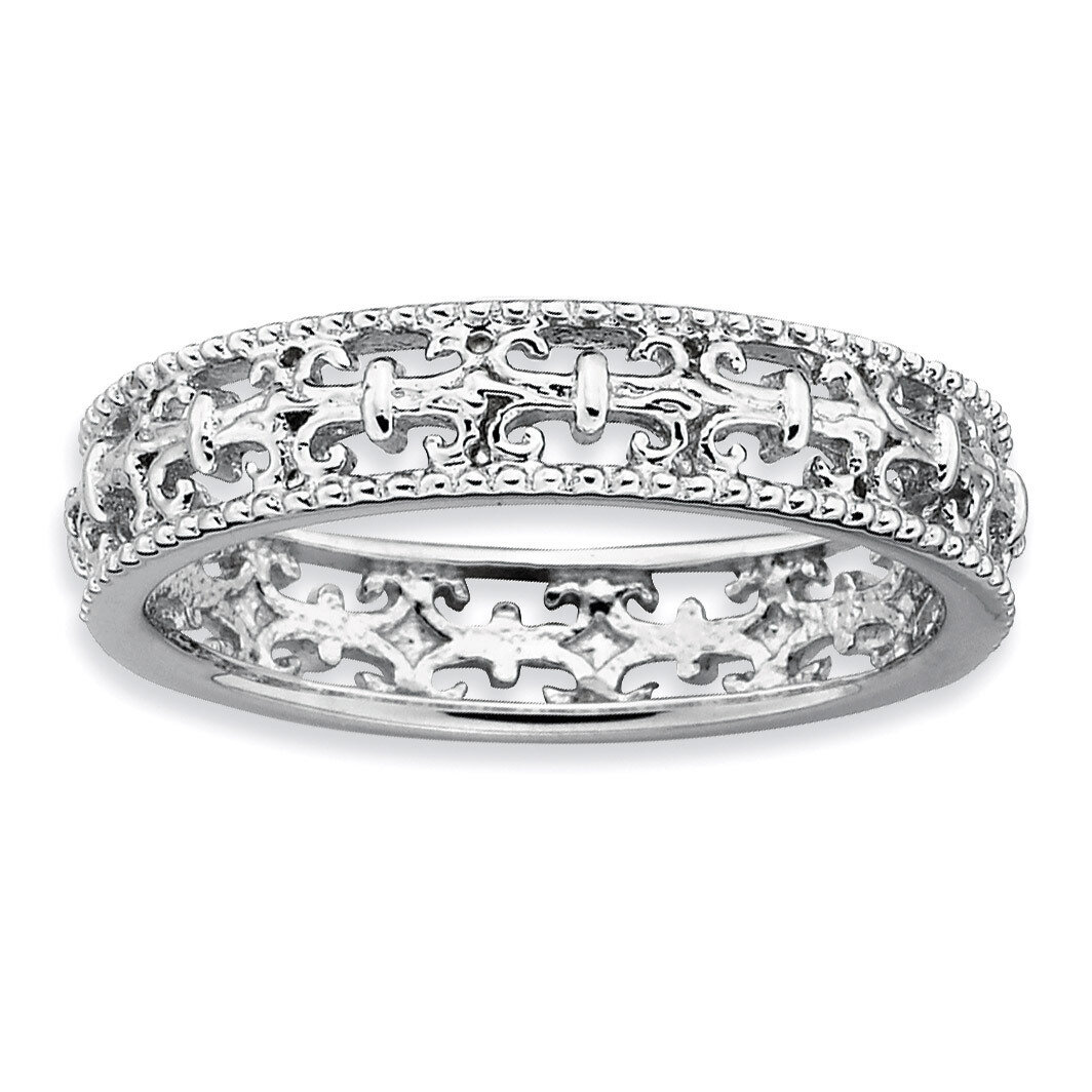 Fleur De Lis Ring - Sterling Silver Polished QSK129