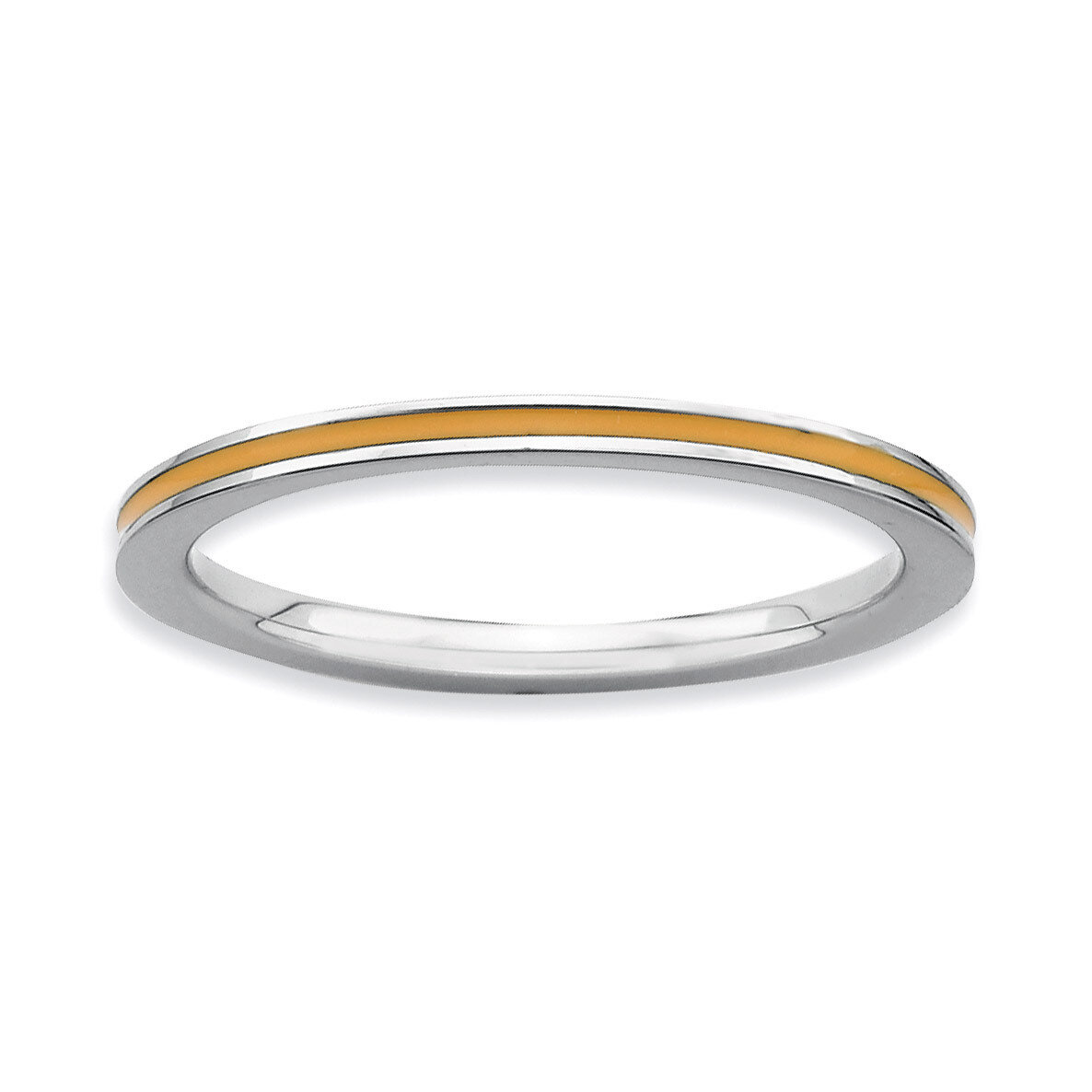 Orange Enameled 1.5mm Ring - Sterling Silver QSK138, MPN: QSK138, 886774211084