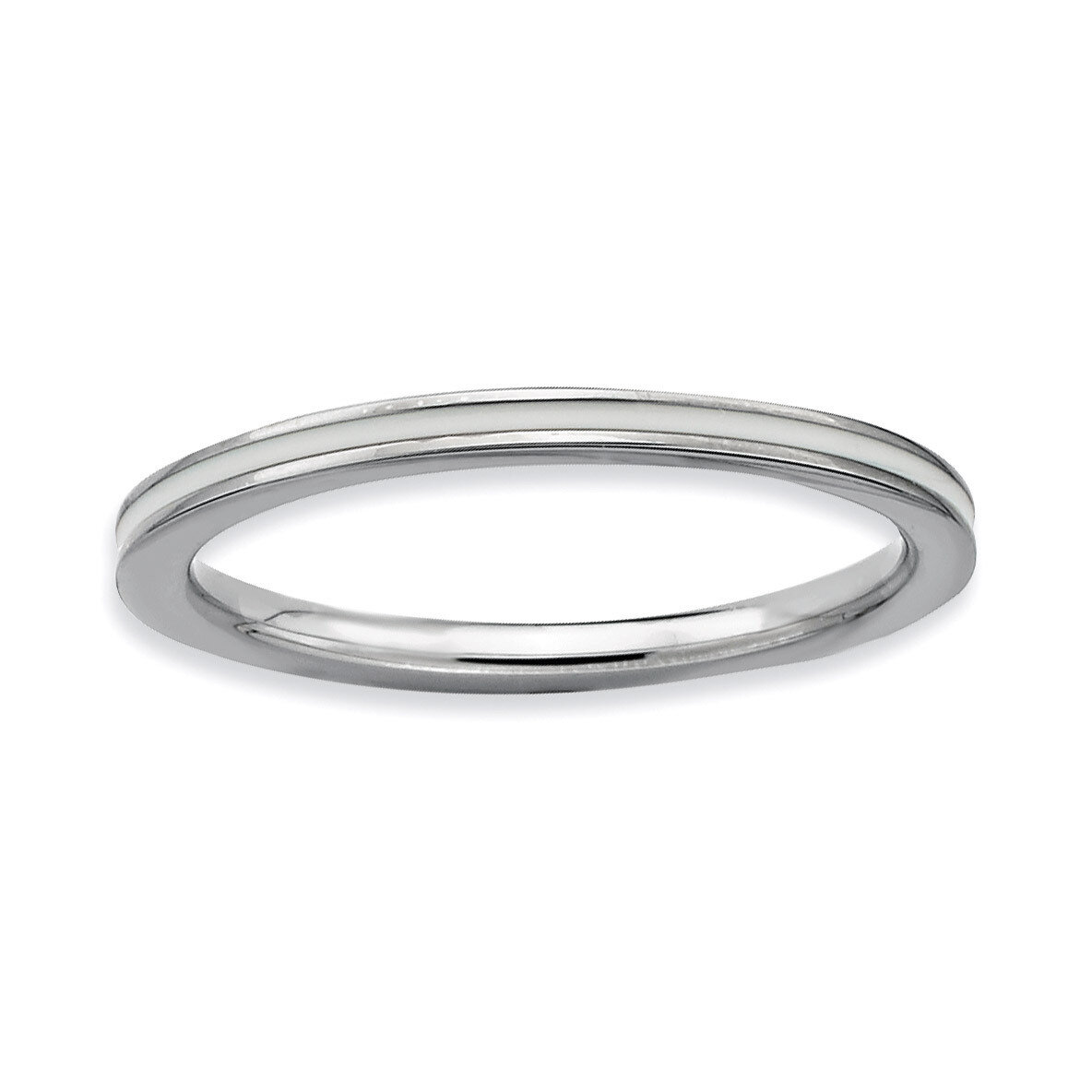 White Enameled 1.5mm Ring - Sterling Silver QSK139
