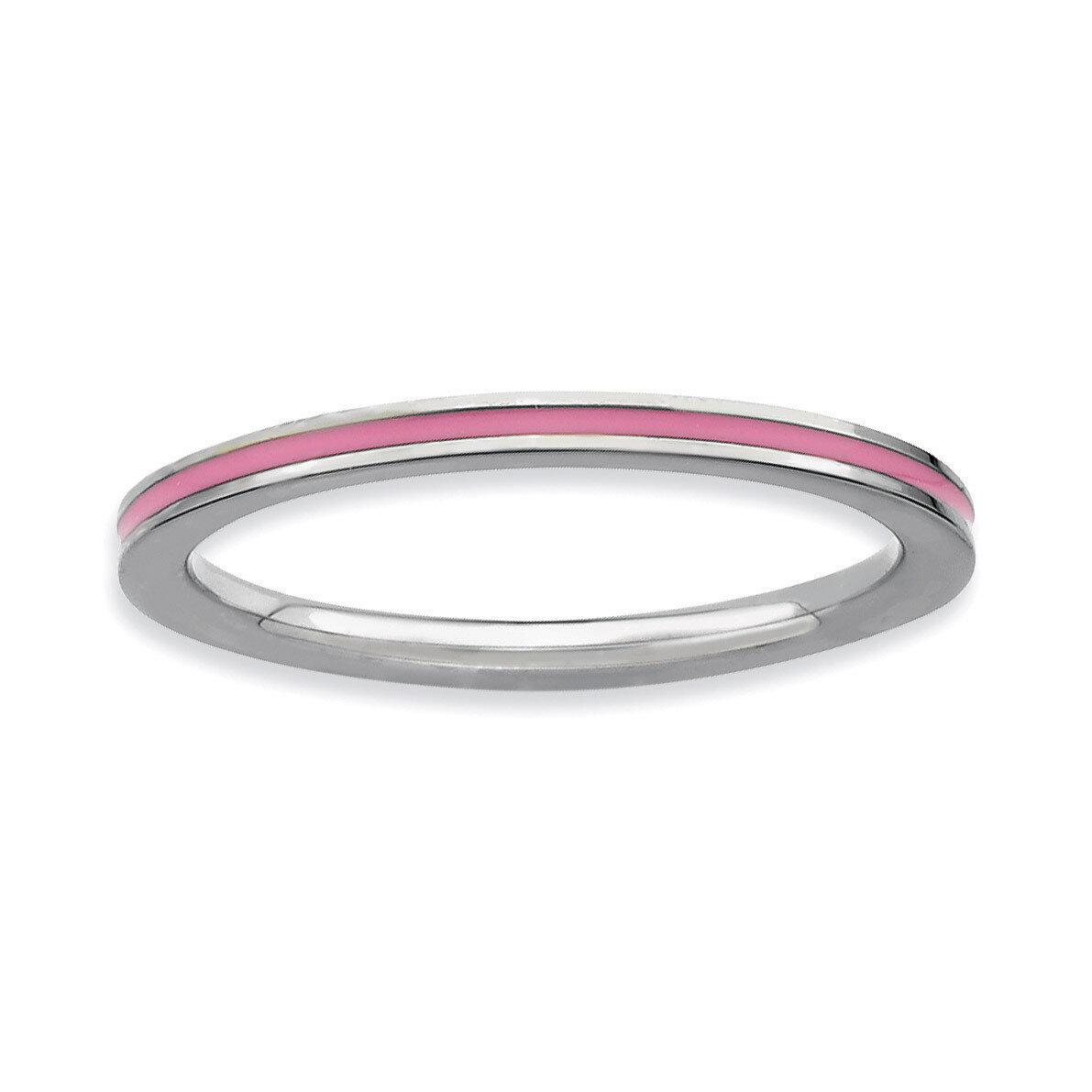 Pink Enameled 1.5mm Ring - Sterling Silver QSK141