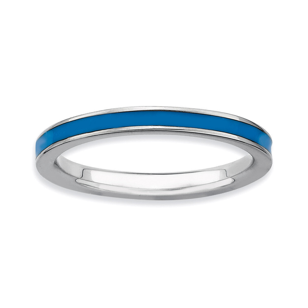 Blue Enameled 2.25mm Ring - Sterling Silver QSK142, MPN: QSK142, 886774211299