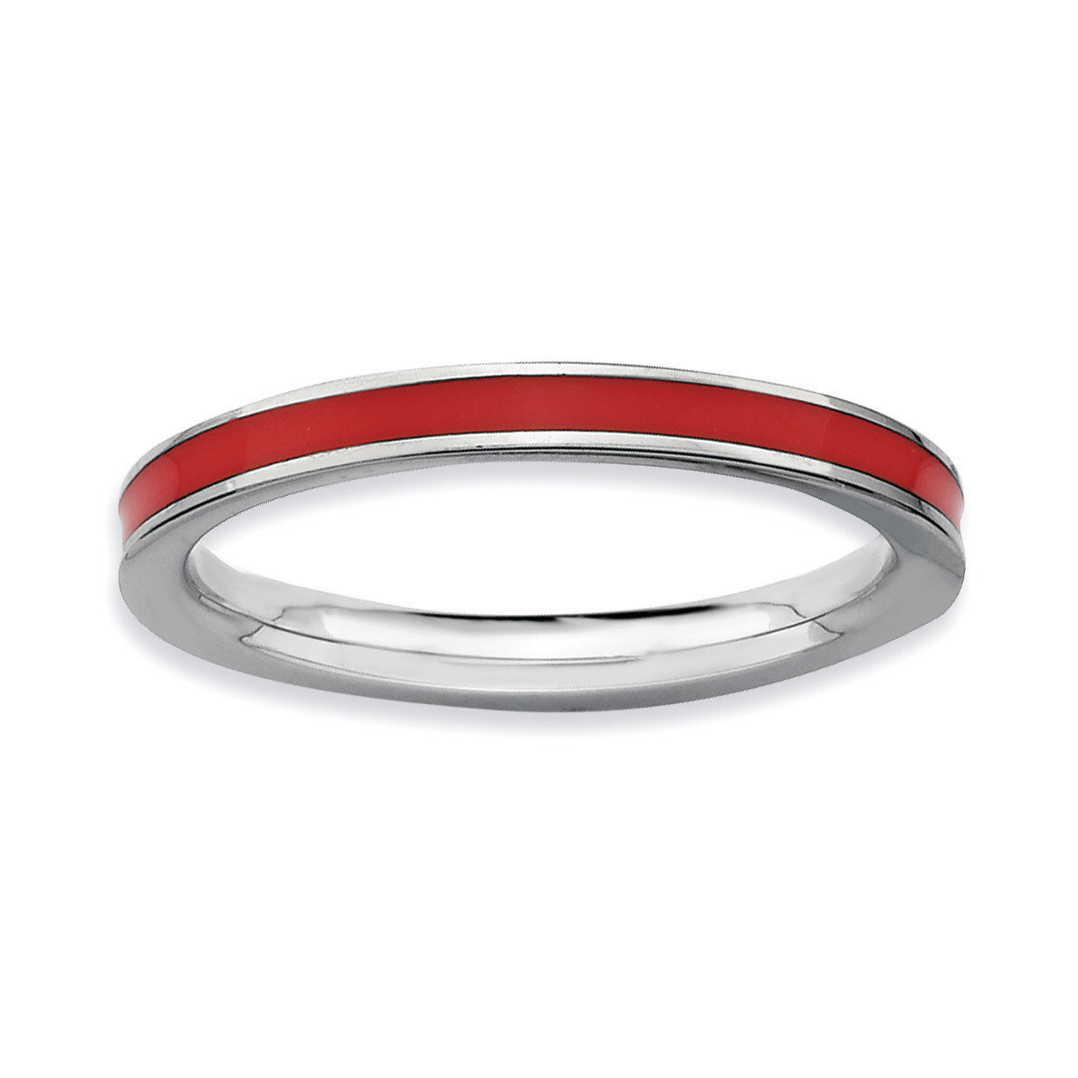 Red Enameled 2.25mm Ring - Sterling Silver QSK143, MPN: QSK143, 886774211367