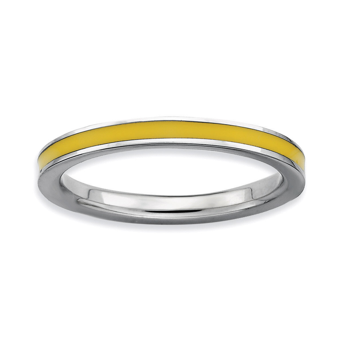 Yellow Enameled 2.25mm Ring - Sterling Silver QSK144