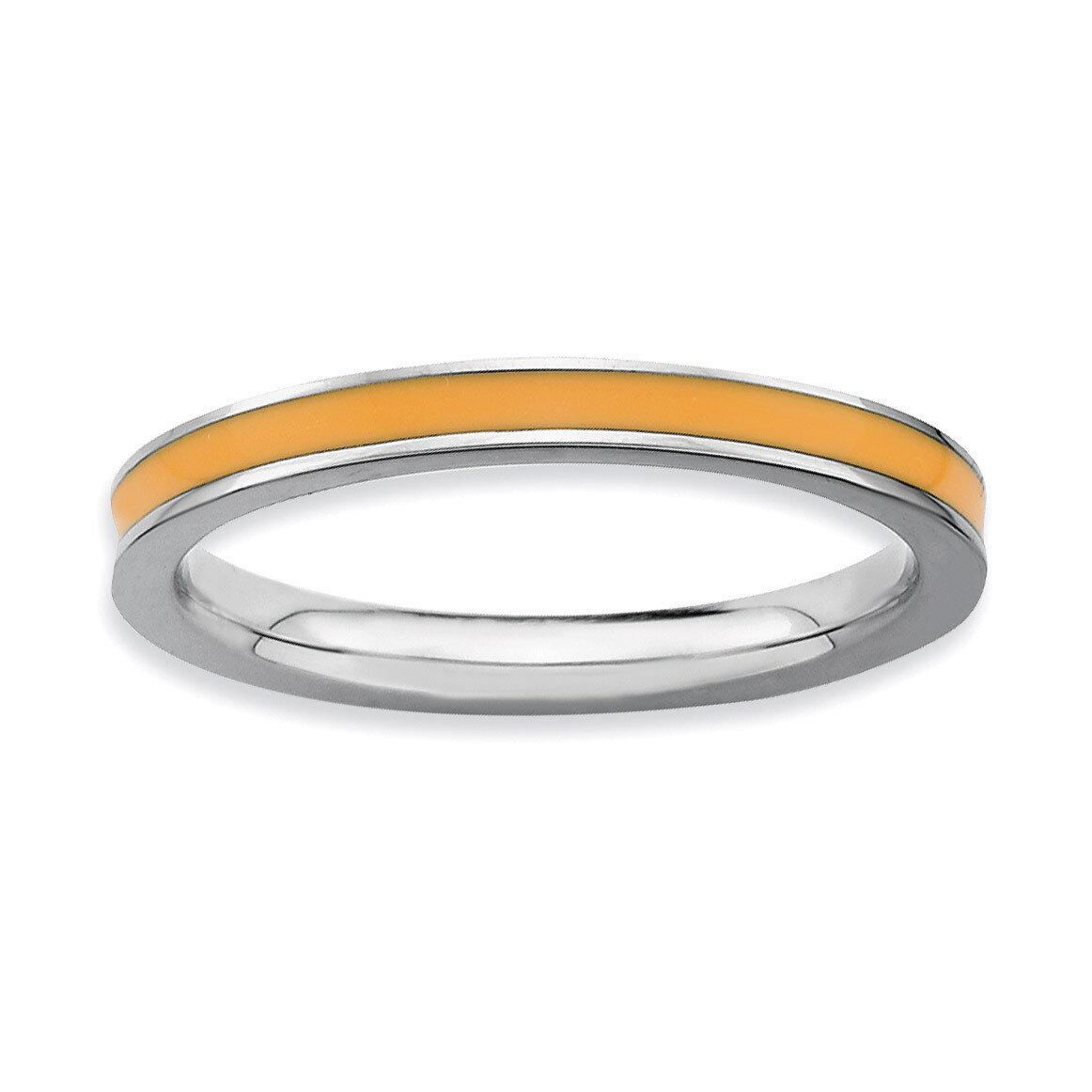Orange Enameled 2.25mm Ring - Sterling Silver QSK148