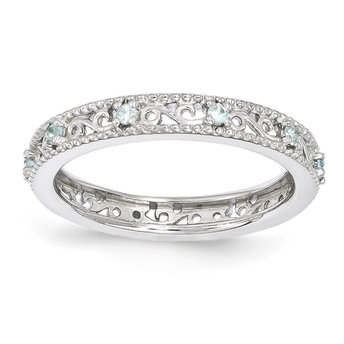 Aquamarine Ring - Sterling Silver QSK1484, MPN: QSK1484, 886774204482