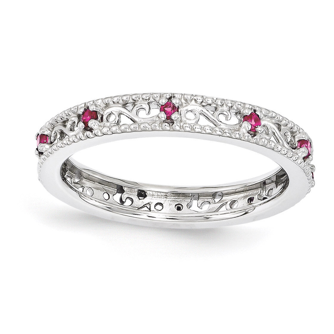 Created Ruby Ring - Sterling Silver QSK1488, MPN: QSK1488, 886774204765