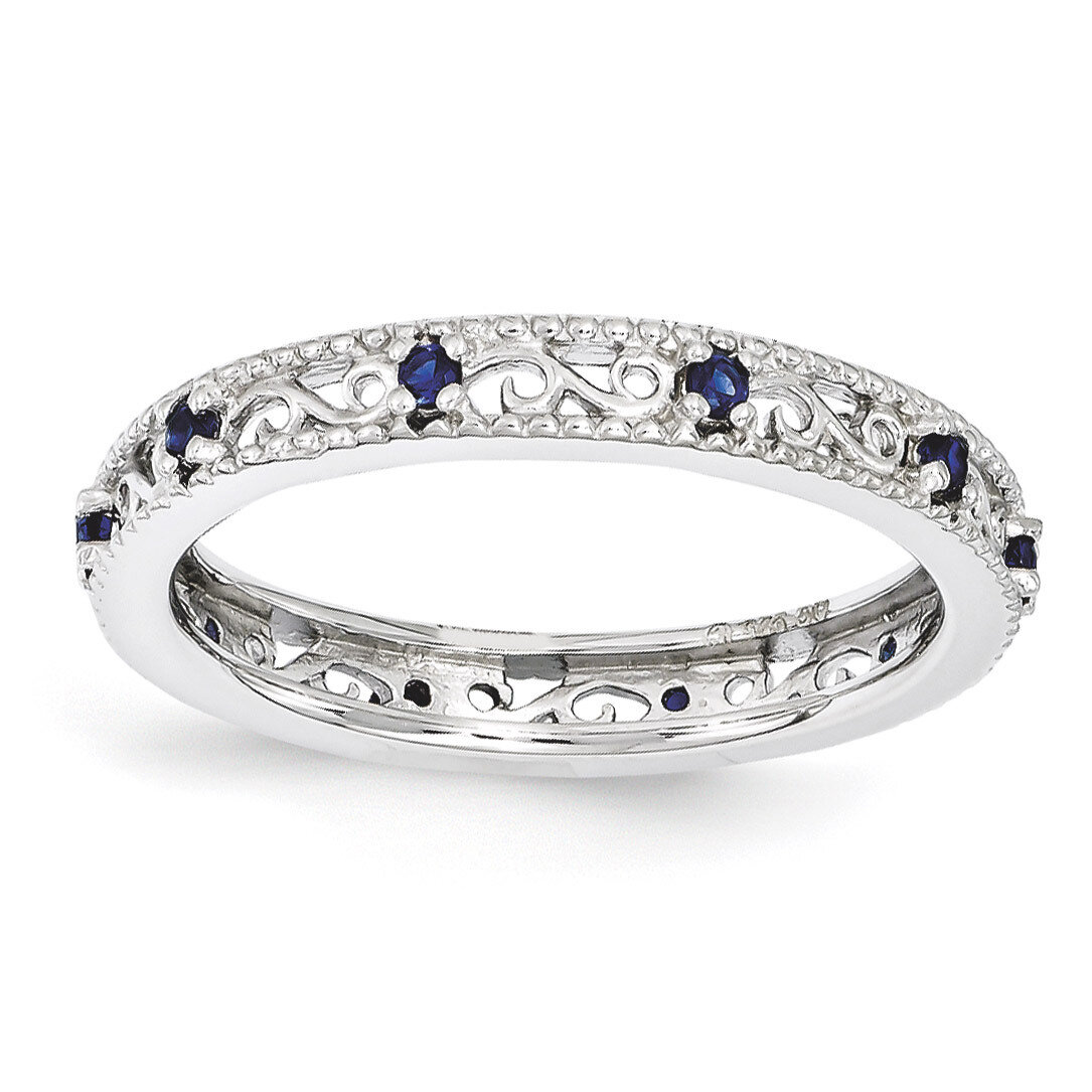 Created Sapphire Ring - Sterling Silver QSK1490, MPN: QSK1490, 886774204871