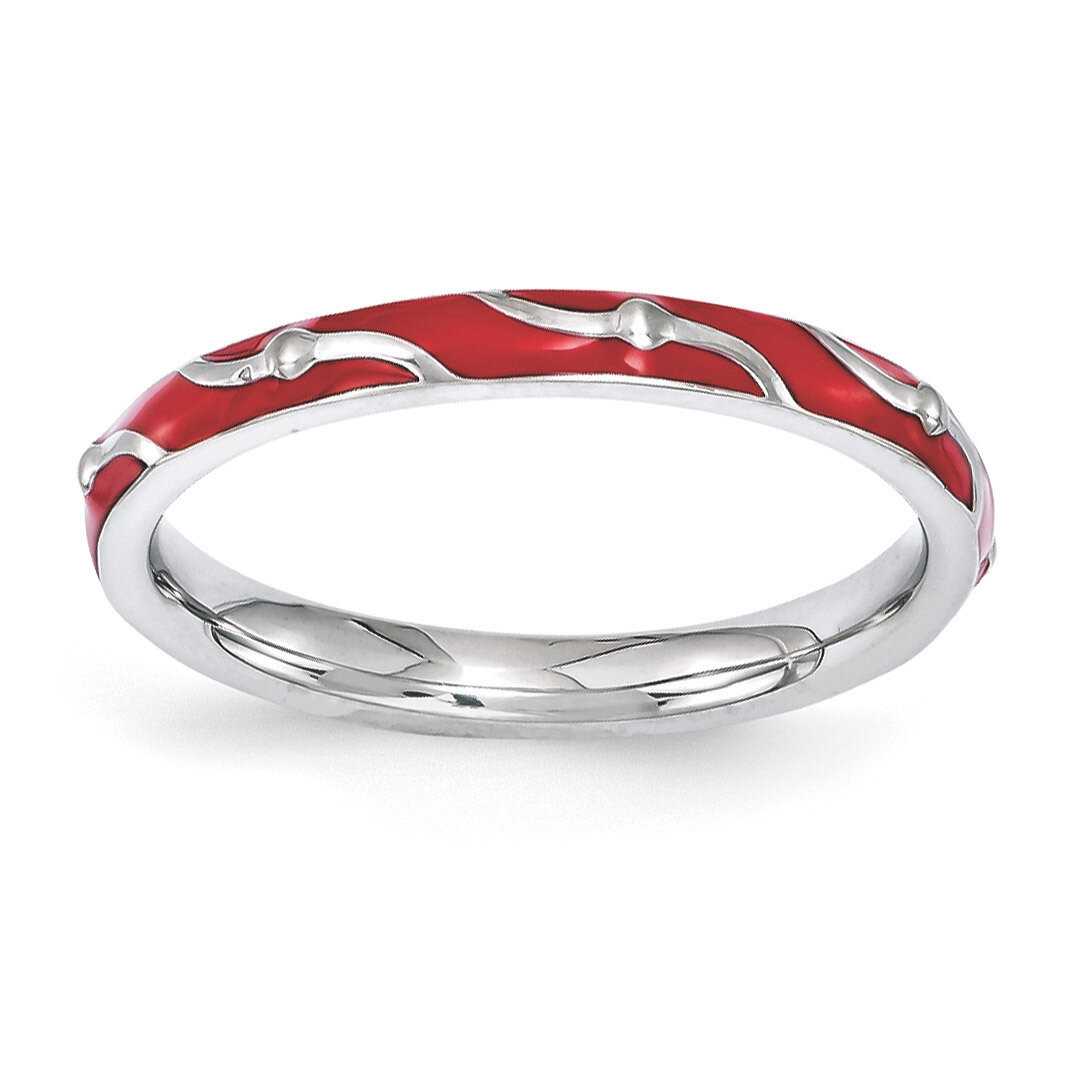 Red Enamel Ring - Sterling Silver QSK1499, MPN: QSK1499, 886774205410