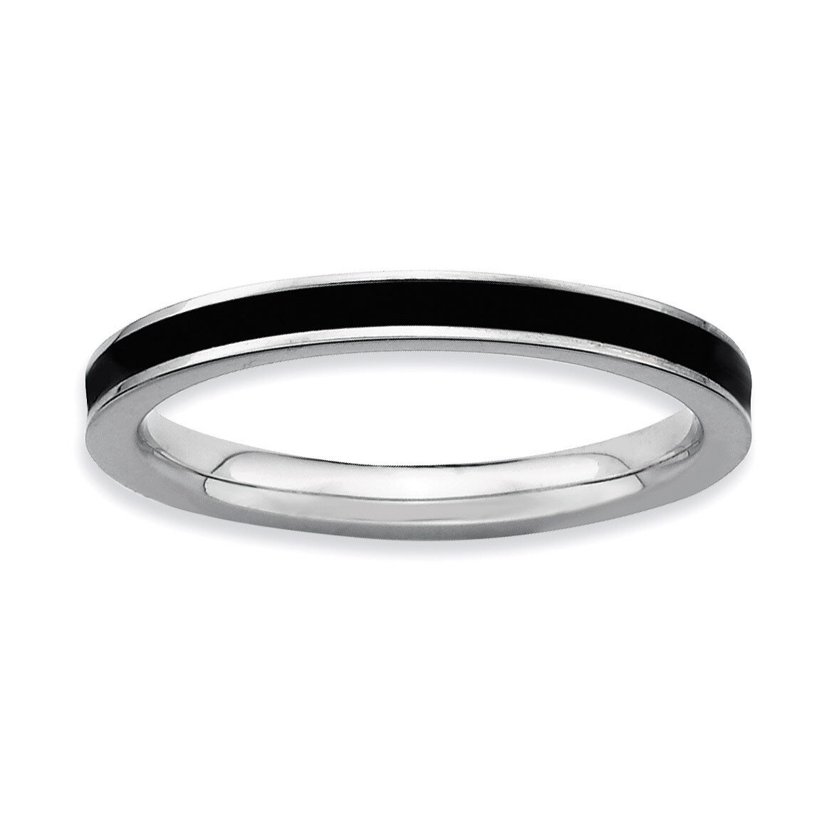 Black Enameled 2.25mm Ring - Sterling Silver QSK150