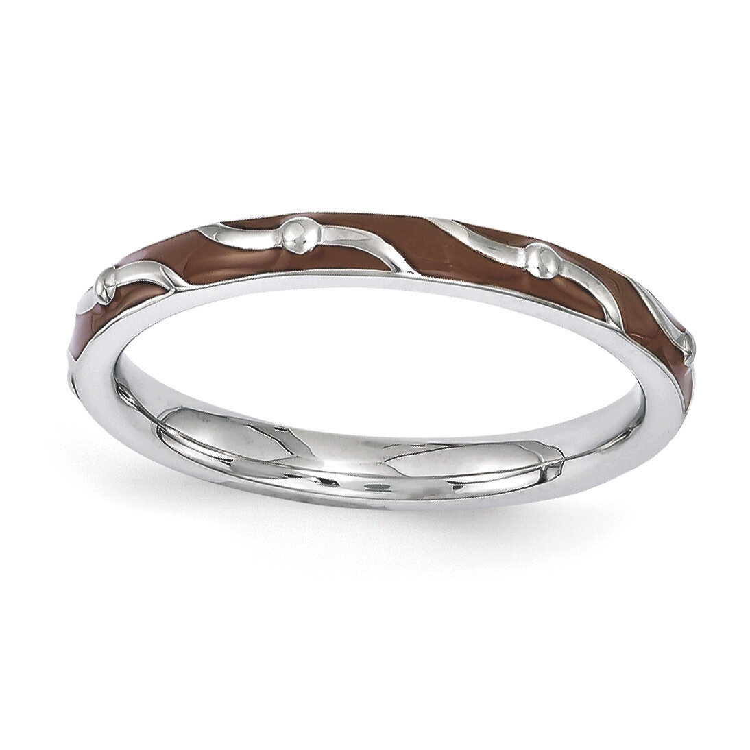 Brown Enamel Ring - Sterling Silver QSK1503, MPN: QSK1503, 886774205625