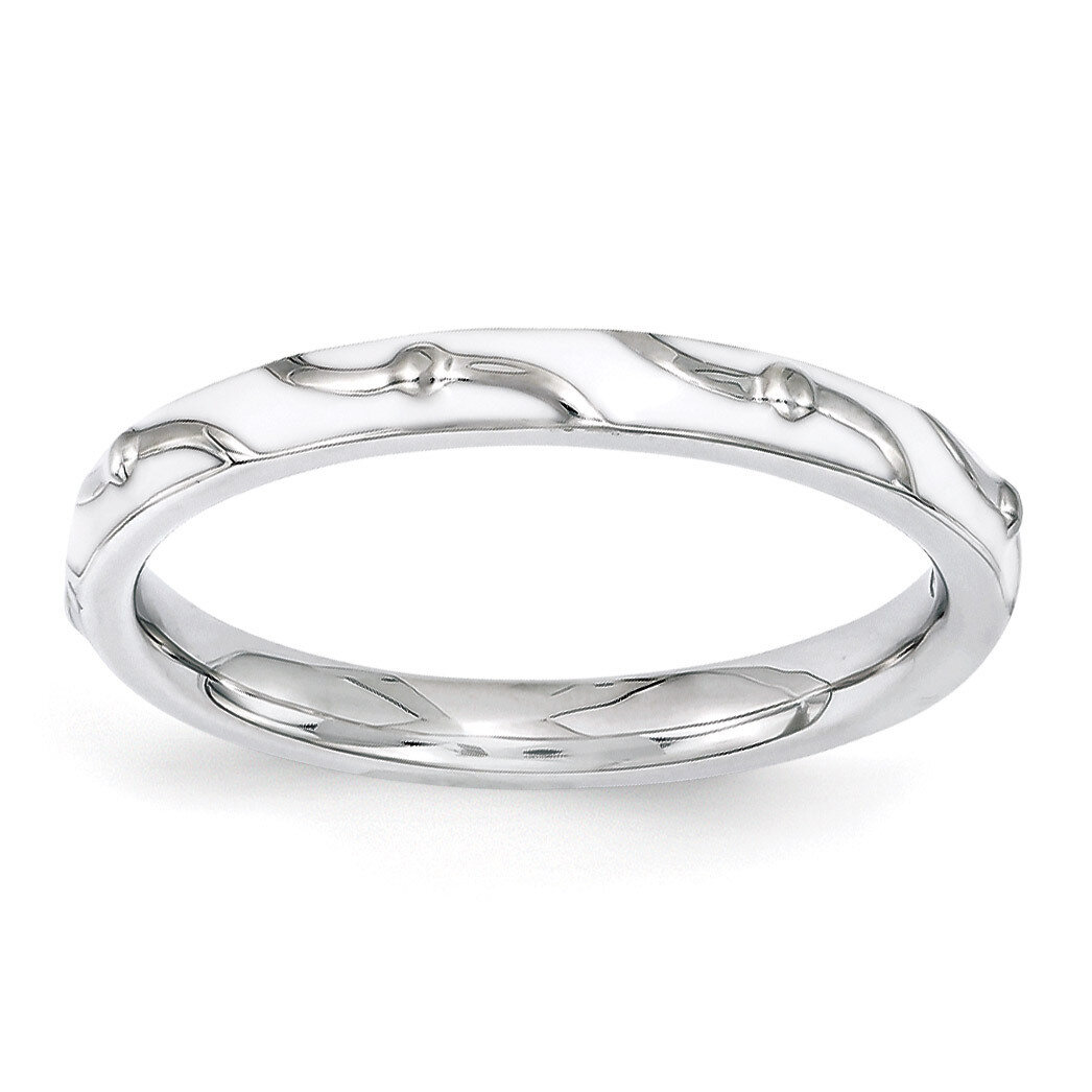 White Enamel Ring - Sterling Silver QSK1505, MPN: QSK1505, 886774205748