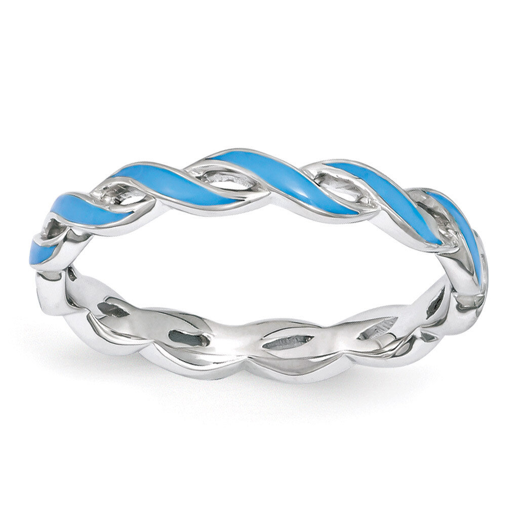Blue Enamel Ring - Sterling Silver QSK1508