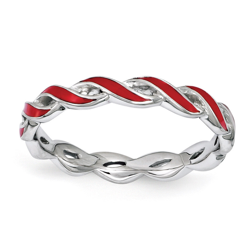 Red Enamel Ring - Sterling Silver QSK1509
