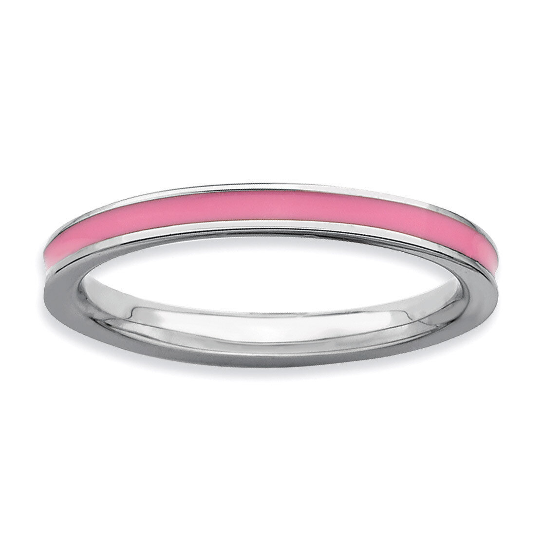 Pink Enameled 2.25mm Ring - Sterling Silver QSK151, MPN: QSK151, 883957127132
