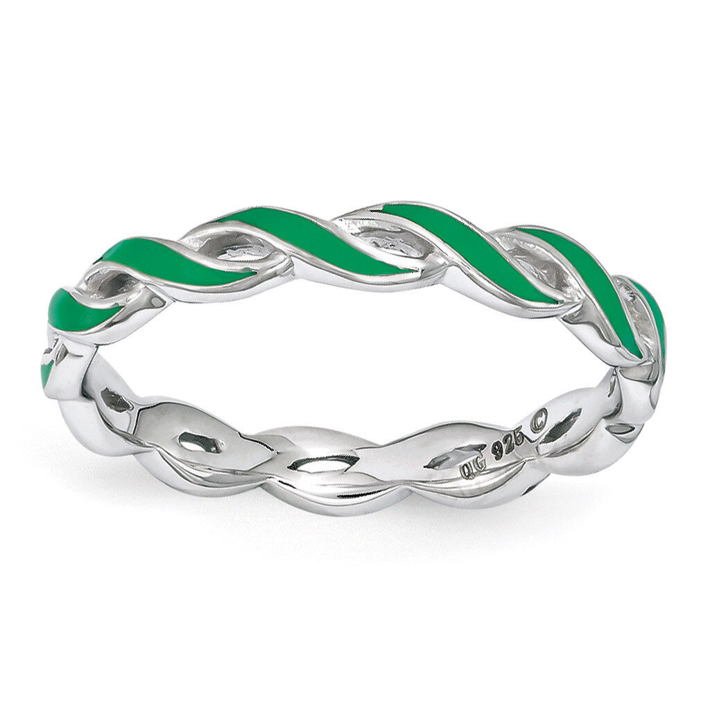 Green Enamel Ring - Sterling Silver QSK1511, MPN: QSK1511, 886774206110
