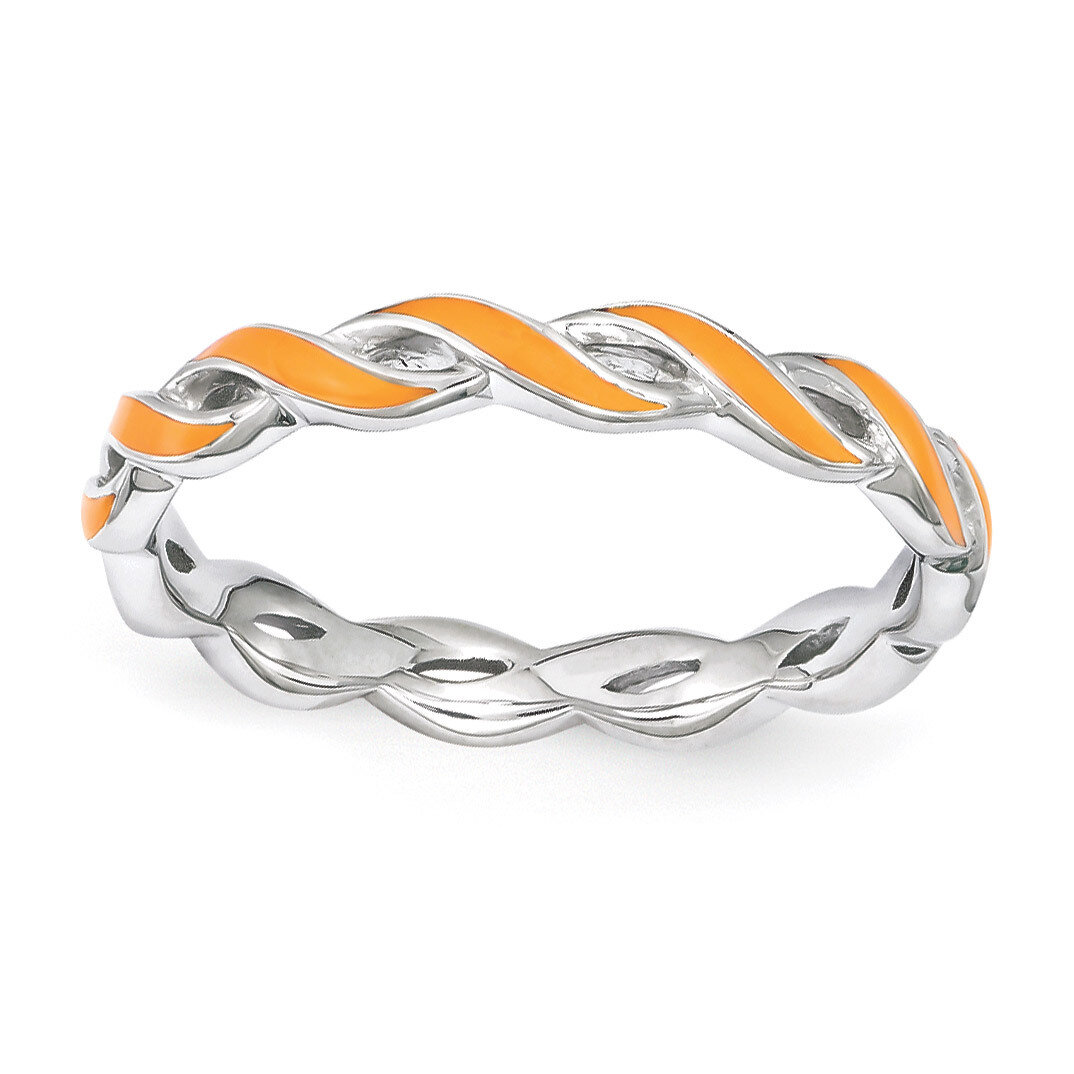Orange Enamel Ring - Sterling Silver QSK1514