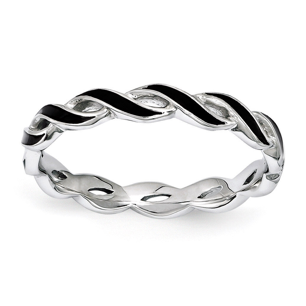 Black Enamel Ring - Sterling Silver QSK1516
