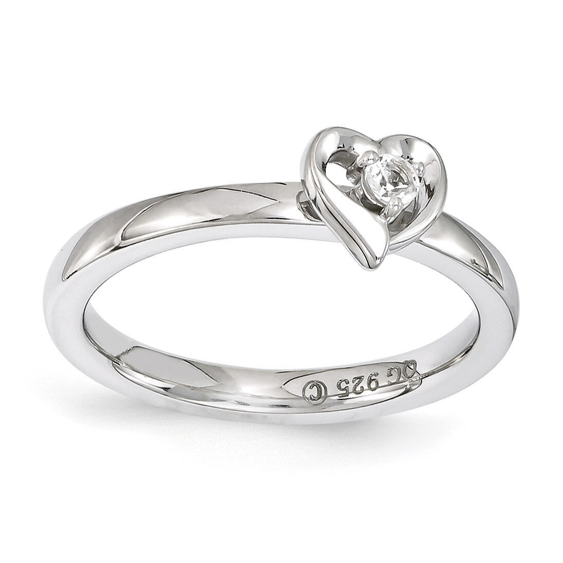White Topaz Heart Ring - Sterling Silver QSK1525