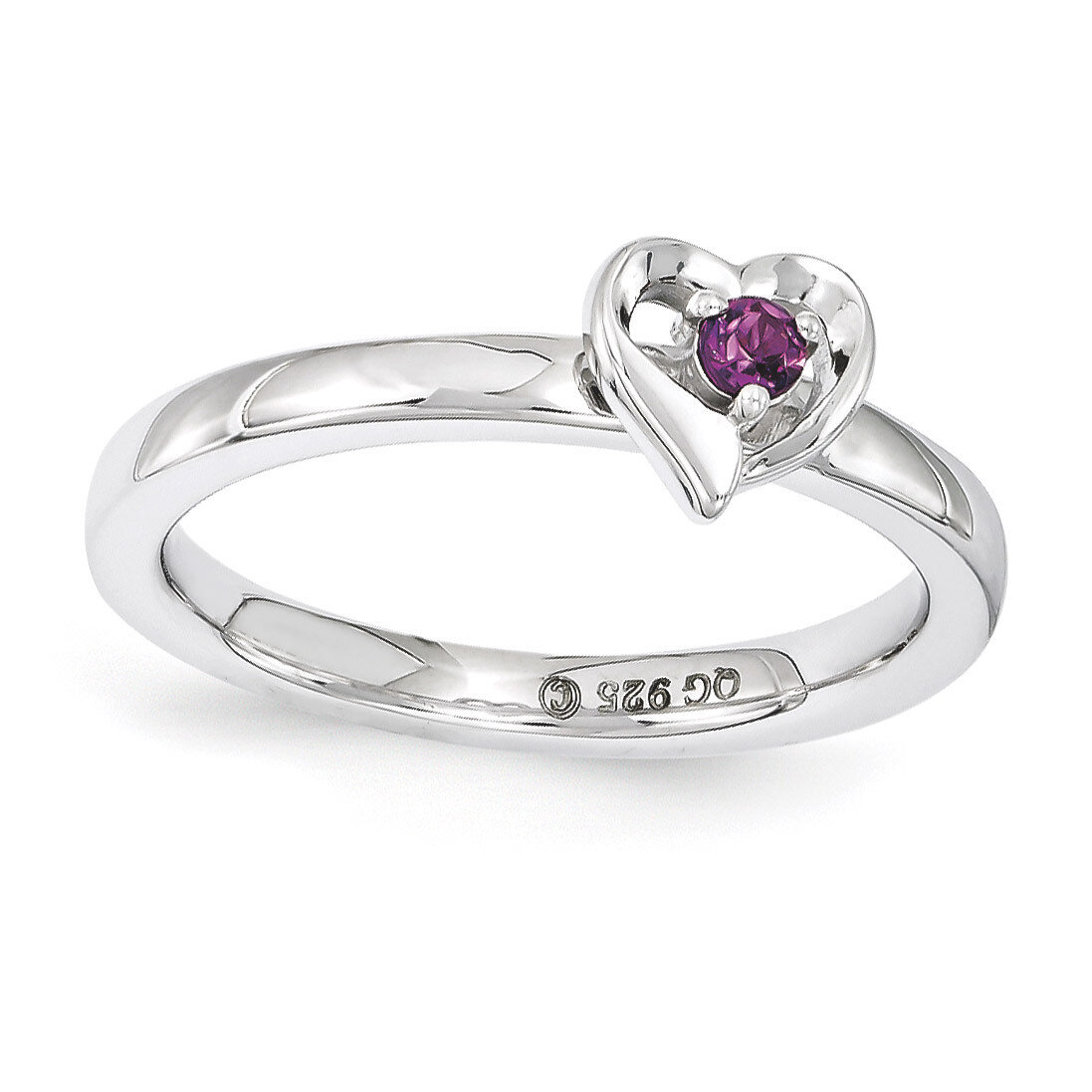 Rhodolite Garnet Heart Ring - Sterling Silver QSK1527