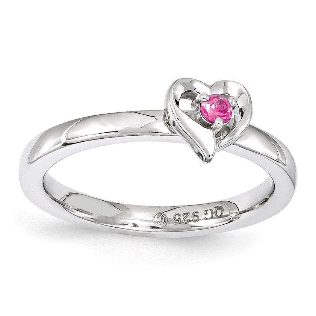 Created Pink Sapphire Heart Ring - Sterling Silver QSK1531, MPN: QSK1531, 886774207216