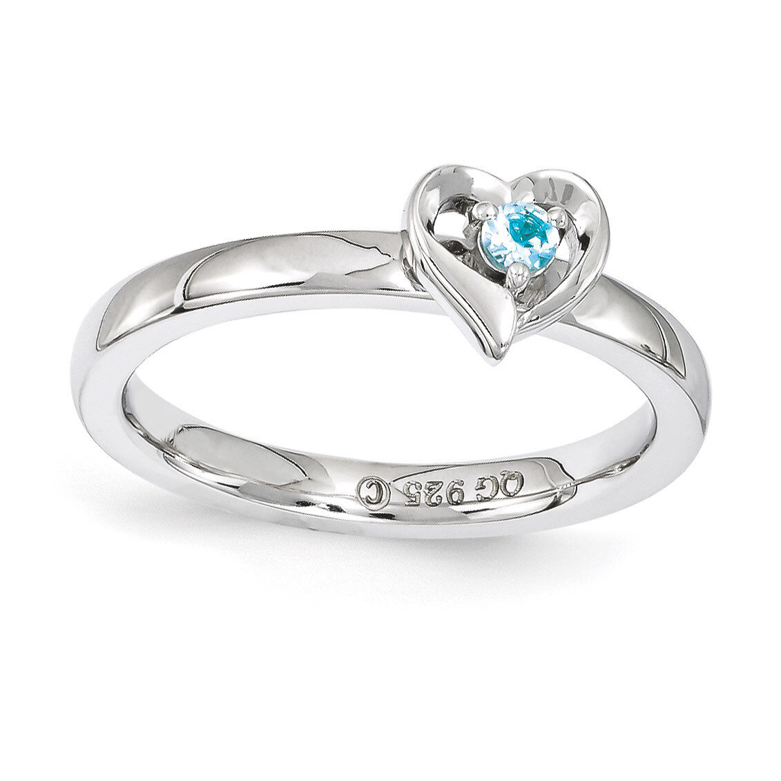 Blue Topaz Heart Ring - Sterling Silver QSK1533, MPN: QSK1533, 886774207339