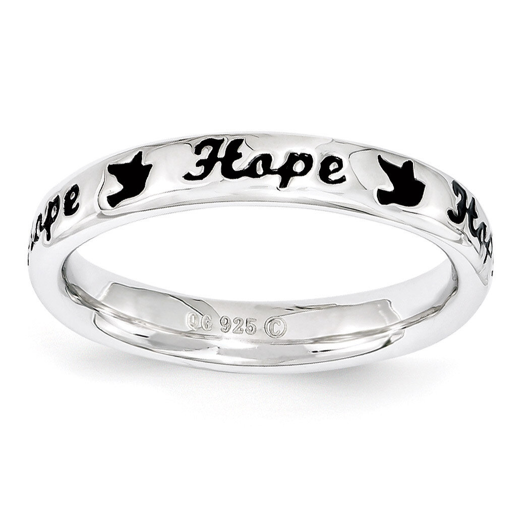 Black Enamel Hope Ring - Sterling Silver QSK1540, MPN: QSK1540, 886774207605