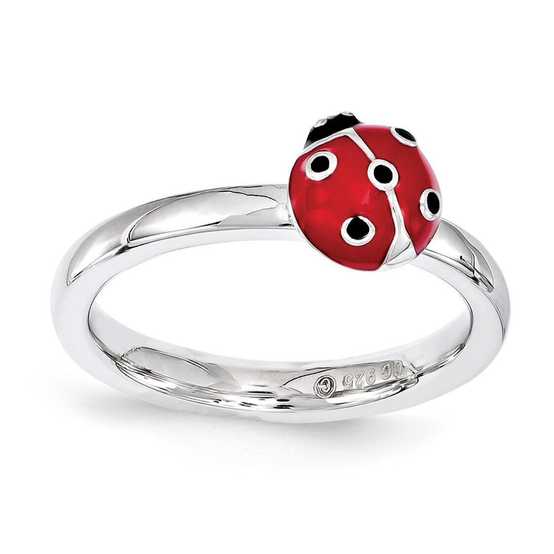 Red &amp; Black Enamel Ring - Sterling Silver QSK1541, MPN: QSK1541, 886774207681