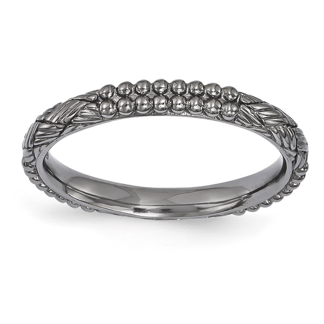 Rhodium-plated Patterned Ring - Sterling Silver QSK1560